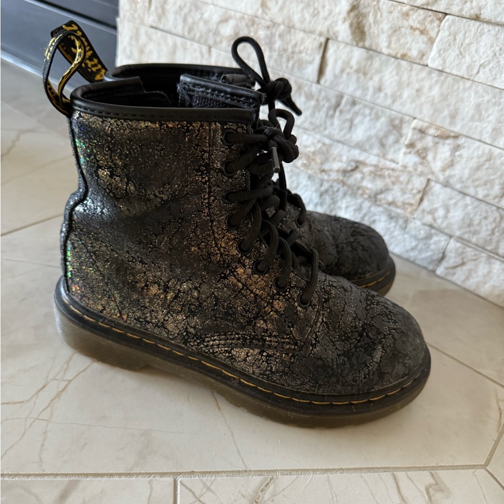 Dr. Martens Kids Black and Metallic Boots
